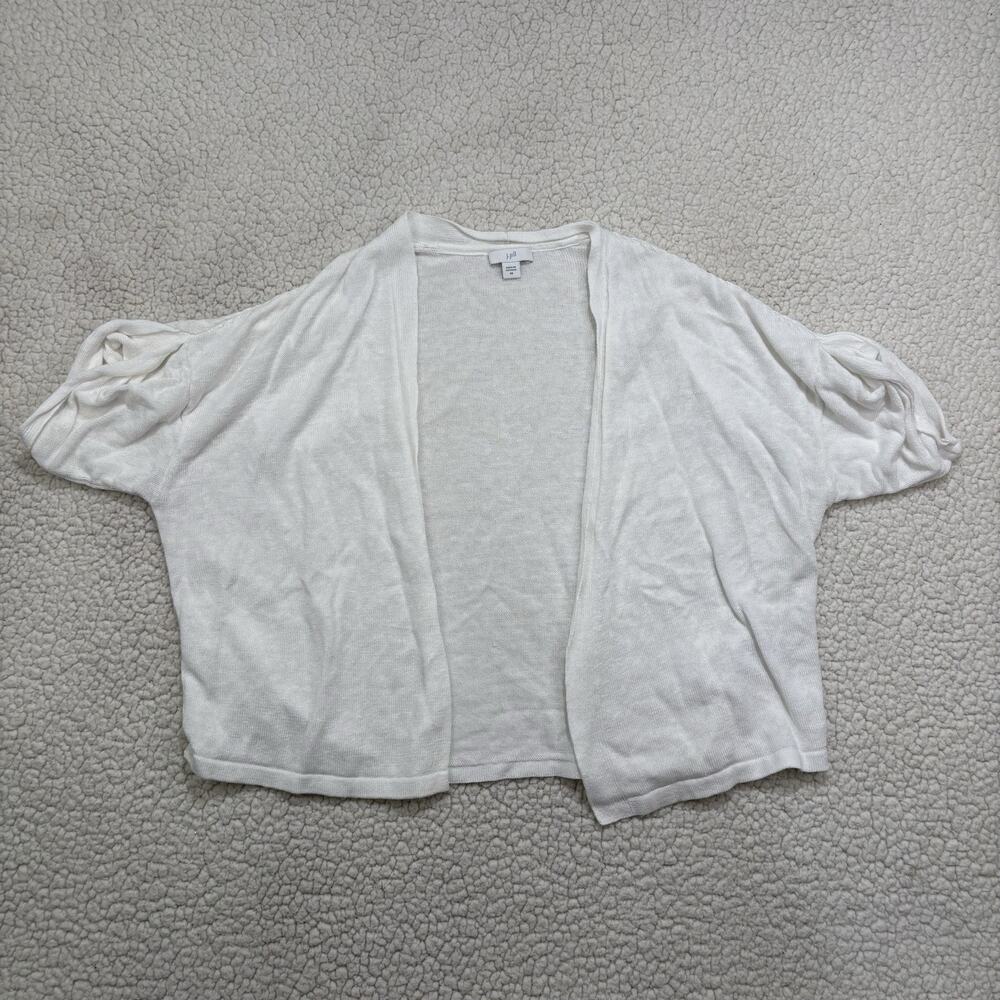 J.Jill Women's XS White Open Front Shrug Cardigan‎ Linen Modal Cotton Blend